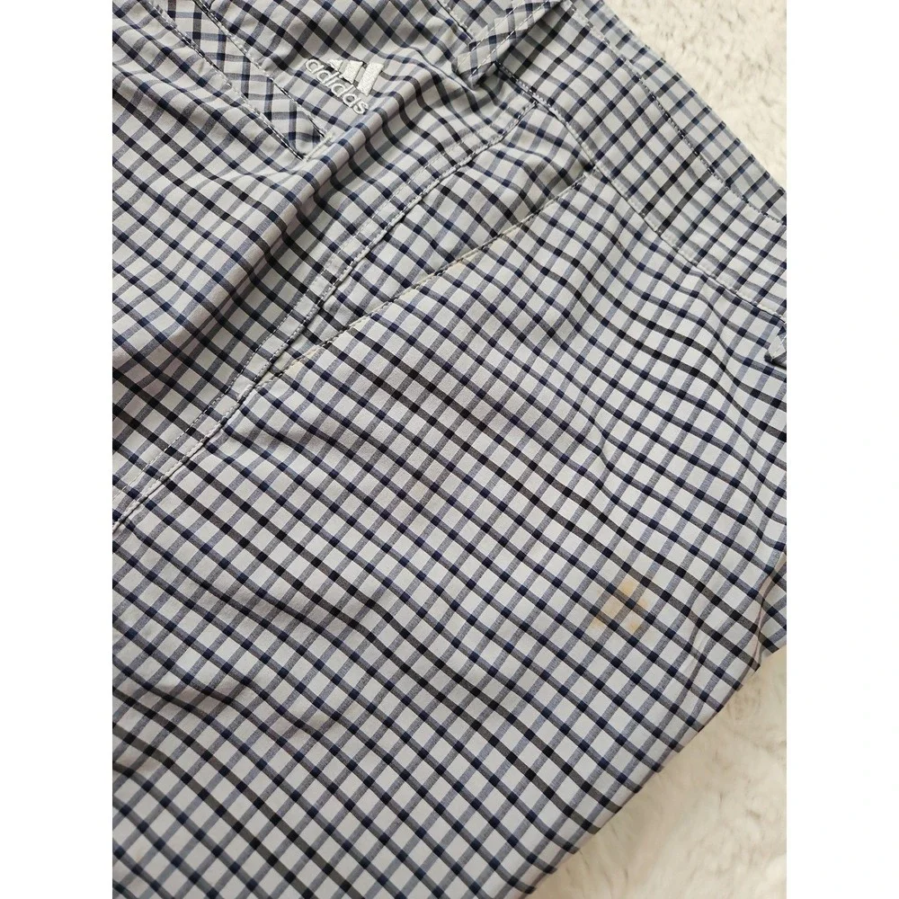 Adidas Men's Golf Shorts Size 35 Grey Blue Plaid Performance Shorts